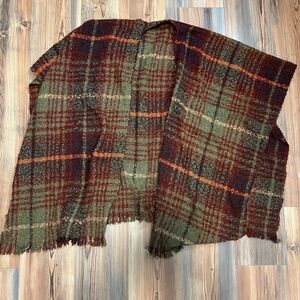 Plaid Wool Cardigan in Green and Red